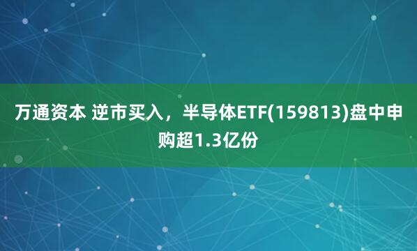 万通资本 逆市买入，半导体ETF(159813)盘中申购超1.3亿份